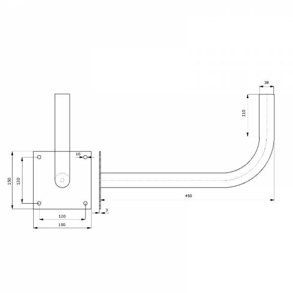 Metallist seinakinnitusklamber Ø38mm L450