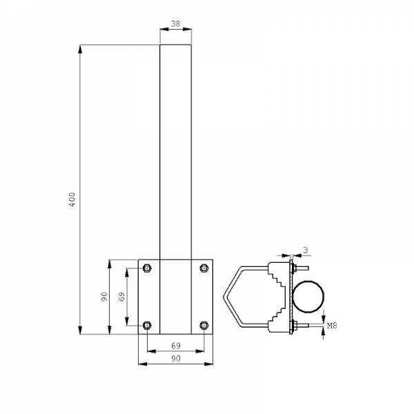 Metallist Toru Kinnitusklamber Ø38mm L400 Vertikaalne