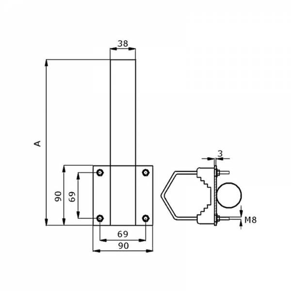 Metallist Toru Kinnitusklamber Ø38mm L600 Vertikaalne