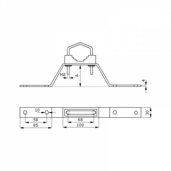 Metallist kinnitusklamber mastile 15 cm, 2-pakk