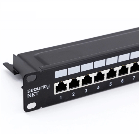 Patch paneel Cat6 UTP 24-Port RJ-45 19" 1U riiuliga