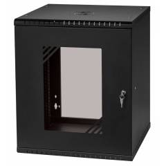 Rack Cabinet 19" 12U, 450mm, Glass Door, Black