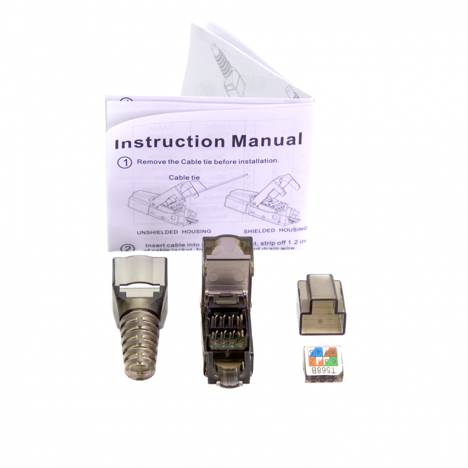 RJ45 tööriistadeta pistik Cat6 must