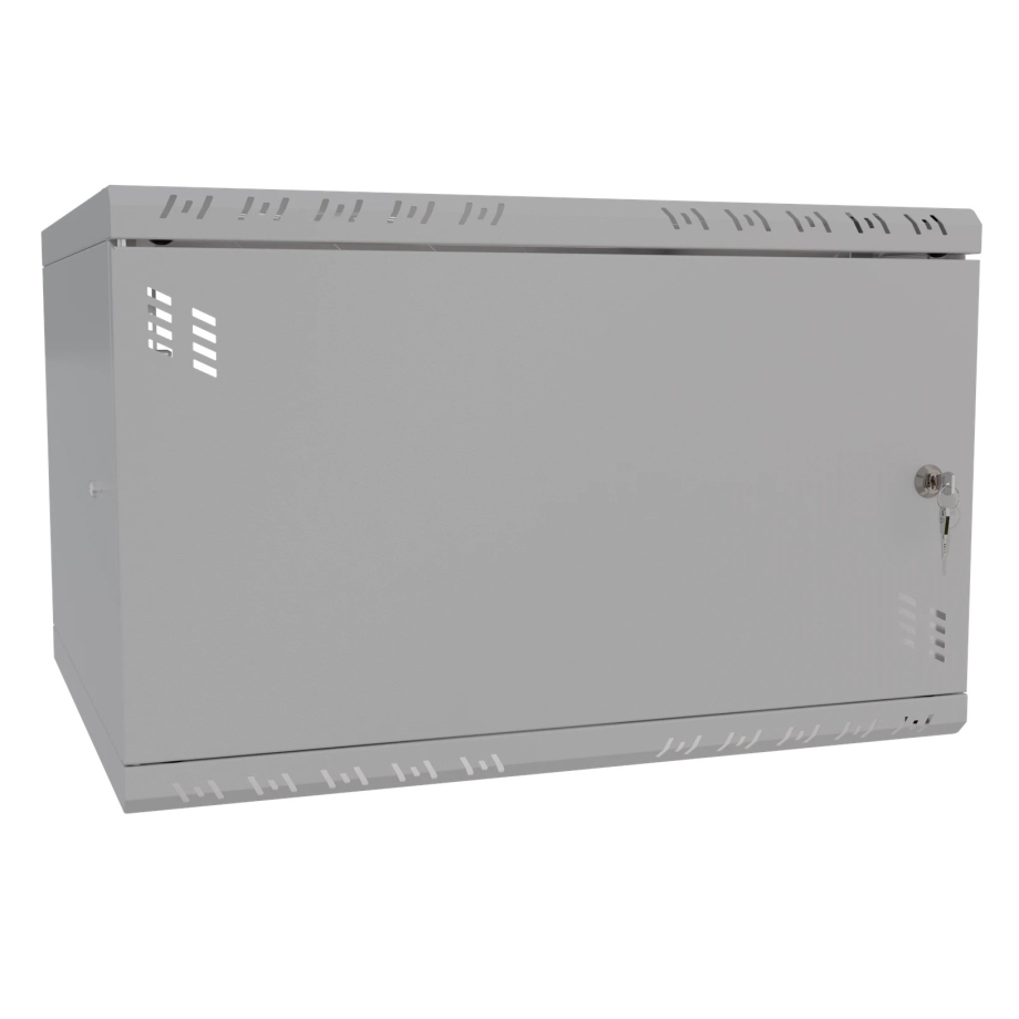 Riiulikapp 19" 6U, 450mm, Metallist uks, Hall