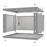 Riiulikapp 19" 6U, 450mm, Metallist uks, Hall
