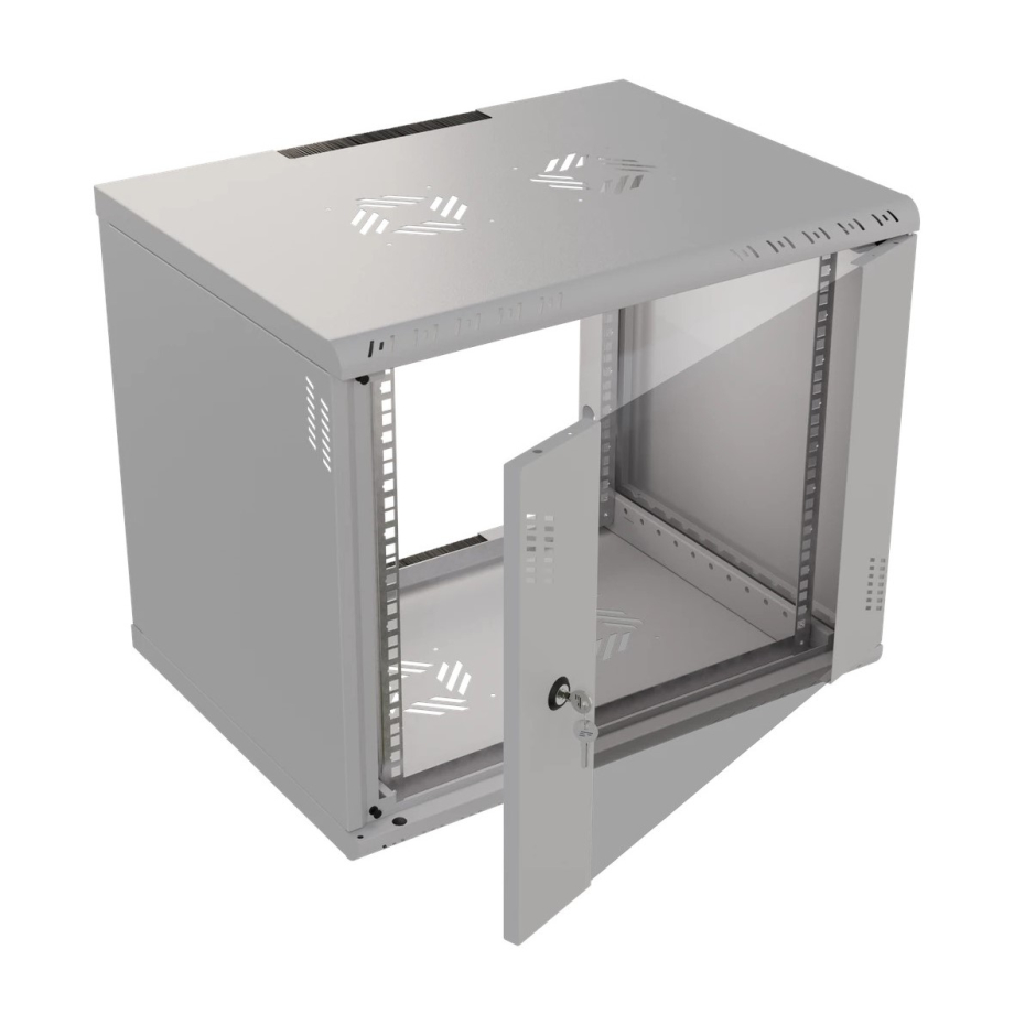 Riiulikapp Pro 19" 9U, 450mm, Klaasuks, Hall