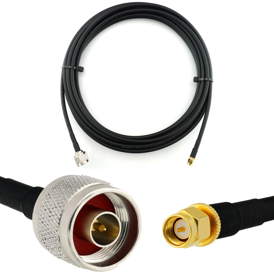 SMA Male / N Male 5m koaksiaalkaabel — HF240 (vastab LMR240)