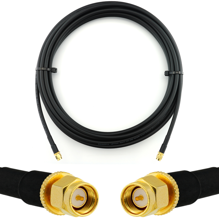 SMA Male / SMA Male 5m koaksiaalkaabel — HF240 (vastab LMR240)
