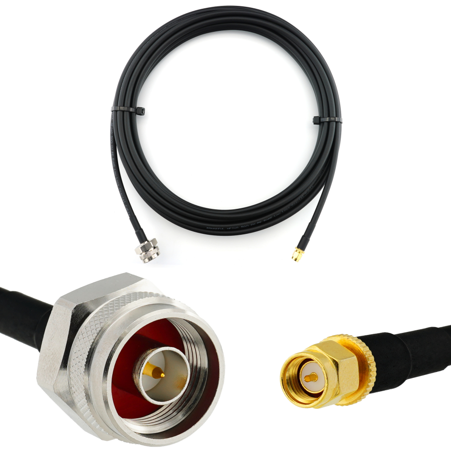 SMA Male / N Male Hex 5m koaksiaalkaabel — HF240 (vastab LMR240)