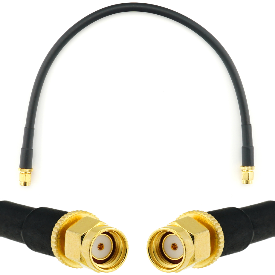 RP-SMA Male / RP-SMA Male 30cm koaksiaalkaabel — HF240 (vastab LMR240)