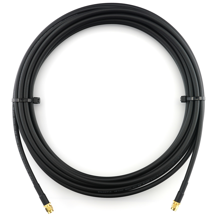 RP-SMA Male / RP-SMA Male 12m koaksiaalkaabel — HF240 (vastab LMR240)