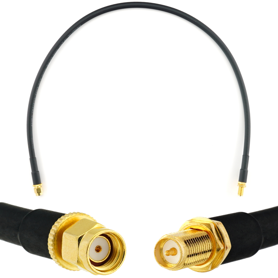 RP-SMA Male / RP-SMA Female 50cm koaksiaalkaabel — HF240 (vastab LMR240)