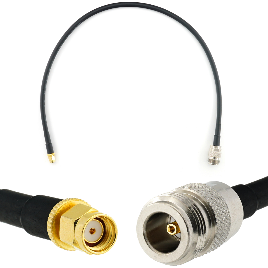 RP-SMA Male / N Female 50cm koaksiaalkaabel — HF240 (vastab LMR240)