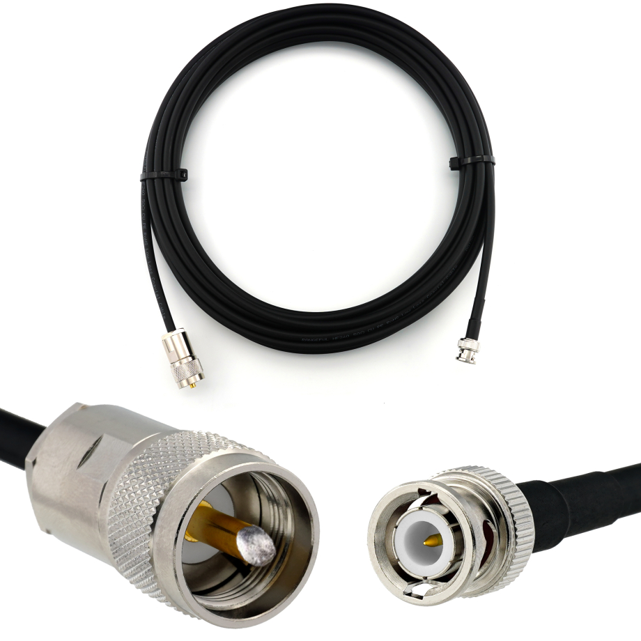 BNC Male / PL259 5m UHF koaksiaalkaabel — HF240 (vastab LMR240)