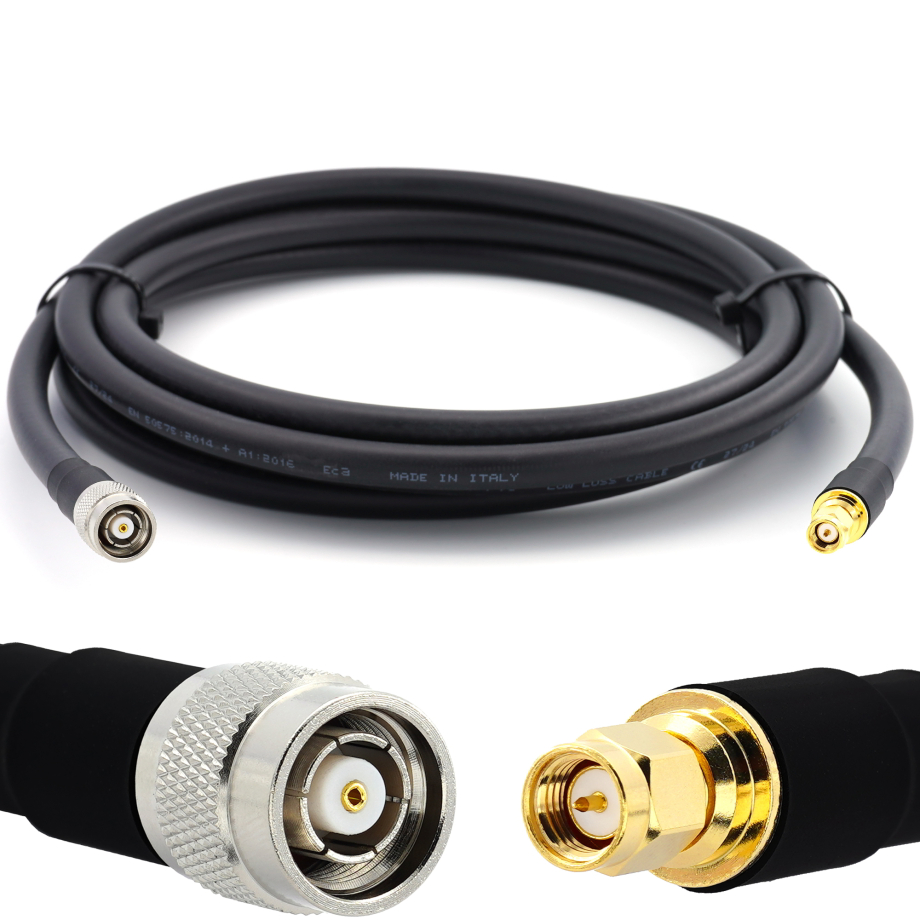 SMA Male / RP-TNC Male 20m koaksiaalkaabel — elastne HF-400-UF (vastab LMR400 UF UltraFlex)
