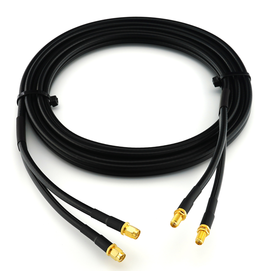 SMA Male / SMA Female 15m Twin koaksiaalkaabel — HF240 (vastab LMR240)