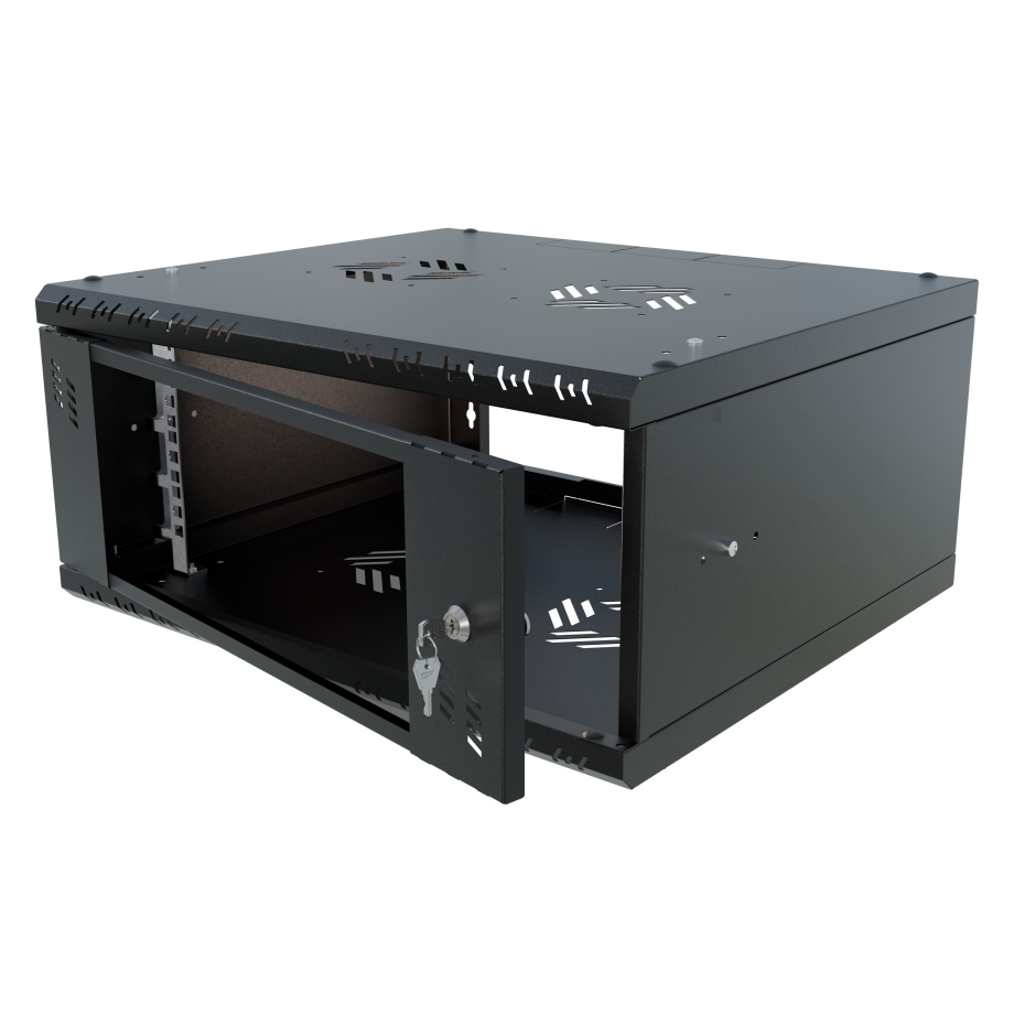 Riiulikapp 19" 4U, 450mm, Klaasuks, Must