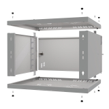 Riiulikapp 19" 6U, 450mm, Klaasuks, Hall