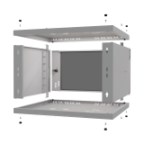 Riiulikapp 19" 6U, 450mm, Klaasuks, Hall