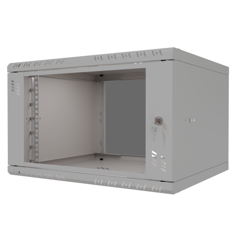 Riiulikapp 19" 6U, 450mm, Klaasuks, Hall