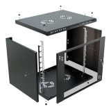 Riiulikapp 19" 9U, 450mm, Klaasuks, Must