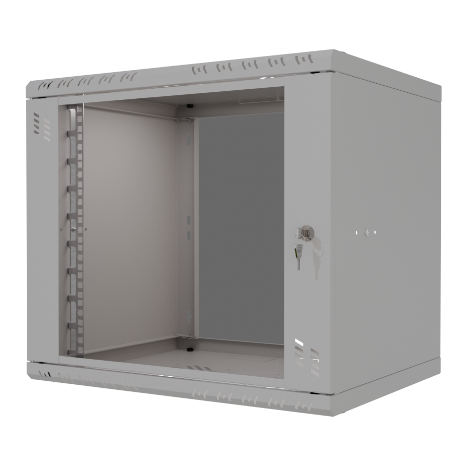 Riiulikapp 19" 9U, 450mm, Klaasuks, Hall
