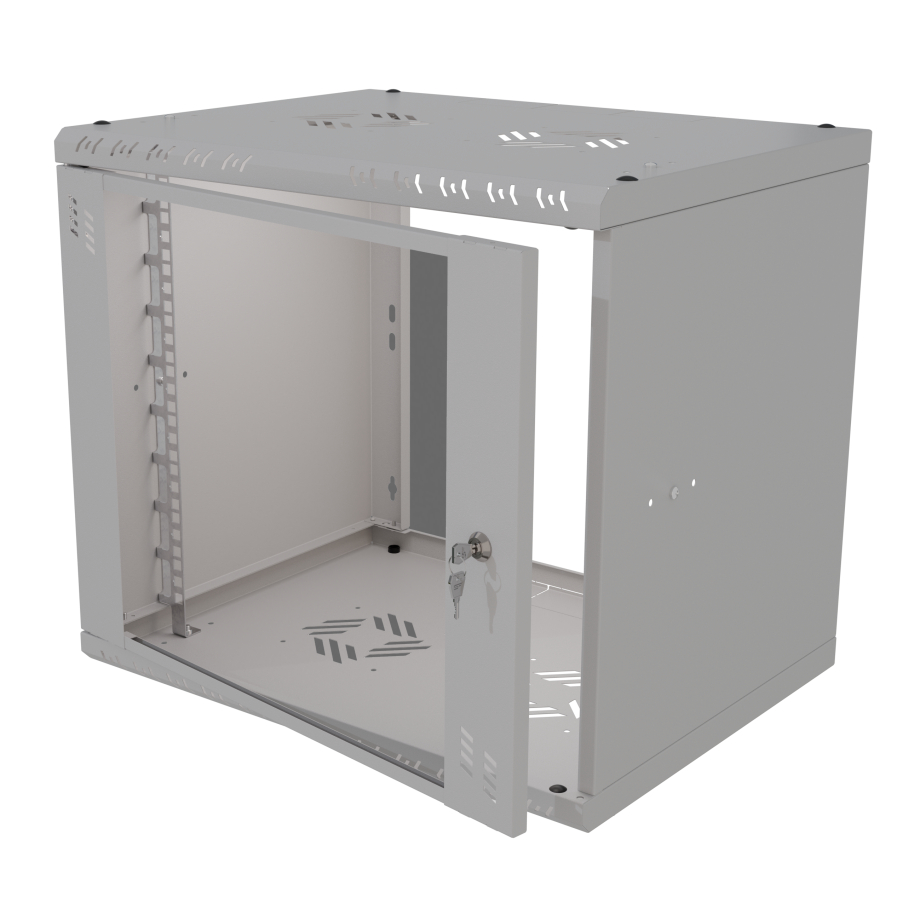 Riiulikapp 19" 9U, 450mm, Klaasuks, Hall