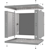 Riiulikapp 19" 9U, 450mm, Klaasuks, Hall