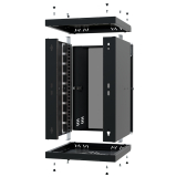 Riiulikapp 10" 6U, 300mm, Klaasuks, Must