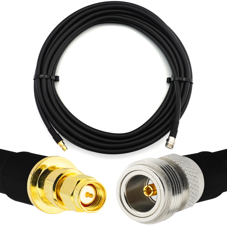 SMA Male / N Female 20m elastne koaksiaalkaabel — vastab LMR400 UF UltraFlex
