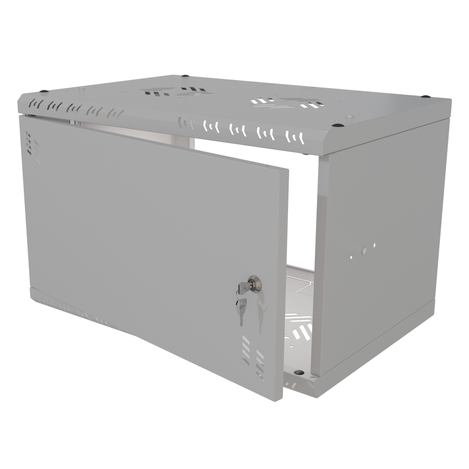 Riiulikapp 19" 6U, 350mm, Metallist uks, Hall