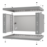 Riiulikapp 19" 6U, 350mm, Metallist uks, Hall