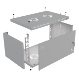 Riiulikapp 19" 6U, 350mm, Metallist uks, Hall