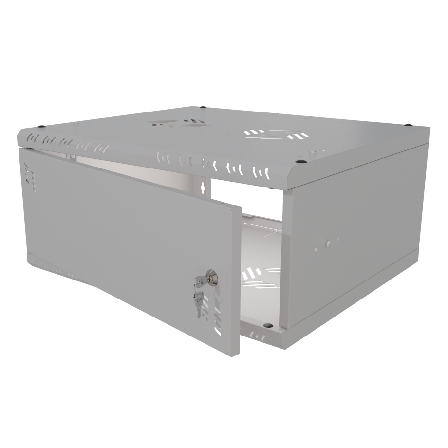 Räkkkapp 19" 4U, 450mm, Metallist uks, Hall