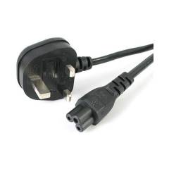 Power Cord C5 UK Plug Black 65cm