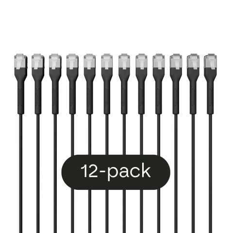 Broadbe õhuke Patch kaabel 10G must 3m 12-pakk