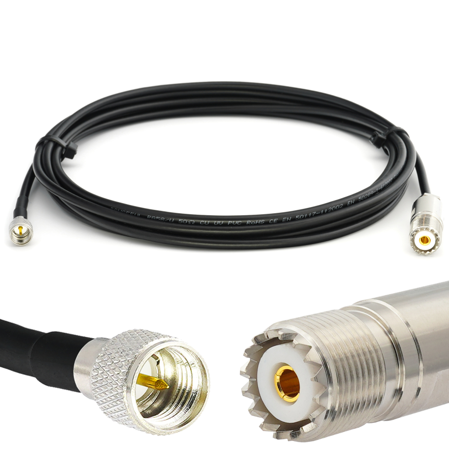 Mini UHF Male / SO239 UHF 10m RG58/U koaksiaalkaabel