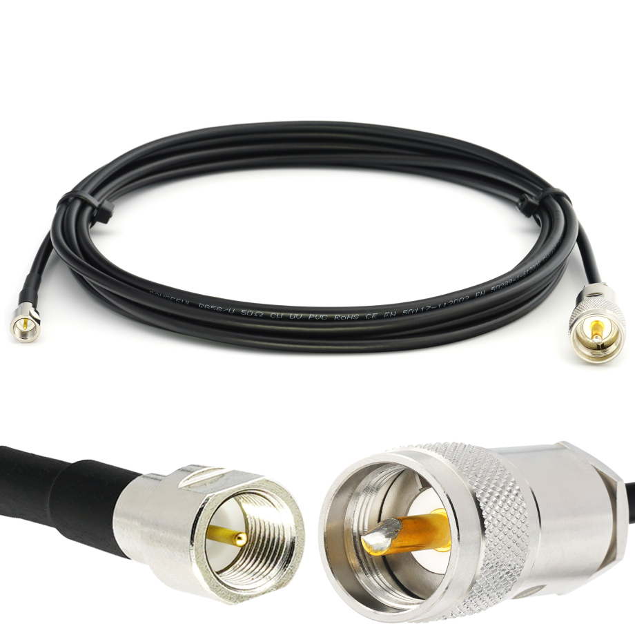 FME Male / PL259 UHF 20m RG58/U koaksiaalkaabel